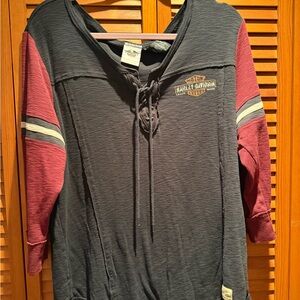 Harley-Davidson Black Lace-Up Top